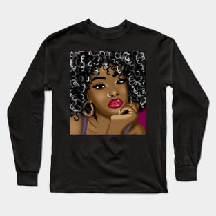 Cute black girl digital art Long Sleeve T-Shirt